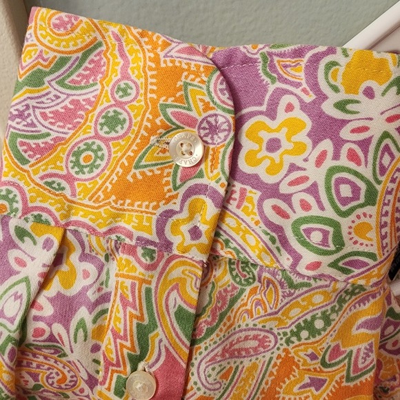 Chaps Classics Women's L Paisley No Iron Cotton Long Sleeve Button Down Shirt - Picture 6 of 8